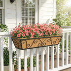 Y&M 24 Inch Window Deck with Coco Liner, Fence Metal Hanging Flower Planter - Image 9