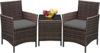 Greesum 3 Pieces Patio Furniture Sets Outdoor PE Rattan Wicker Chairs by BuynowfromGreesum