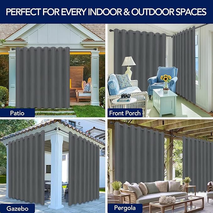PureFit Outdoor Curtains for Patio Waterproof Weatherproof, UV and Fade - Image 5