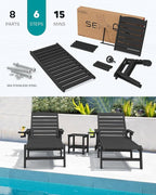 SERWALL Patio Chaise Lounge Chair Set of 6, 5 Positions Adjustable Poly Outdoor - Image 5