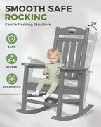 Oversized Outdoor Rocking Chairs Set of 2, High Back Porch Rocker Chair - Image 4