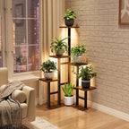 Corner Plant Stand Indoor with Grow Lights, 6 Tiered Corner Plant Shelf Flower - Image 2