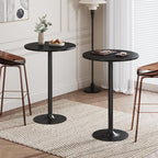 Flamaker Round Bistro Pub Table Modern Style Metal Base MDF Top Cocktail Bar - Image 2