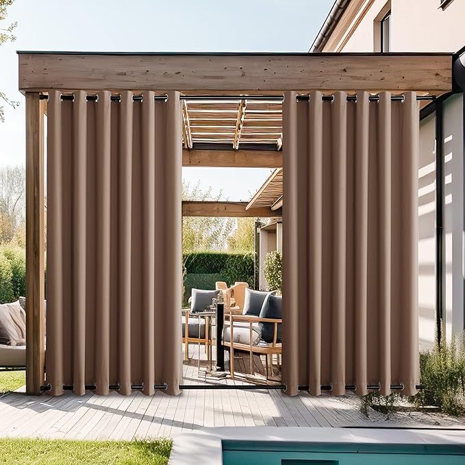 NICETOWN Waterproof Weighted Outdoor Curtains Grommet Top & Bottom 2 Panels - Image 2