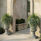Urn Planters 22", Tall Stone-Resin Pedestal Planters - Image 5
