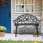 VINGLI 38.5" Patio Park Garden Outdoor Metal Rose Bench, 2-Person Cast Iron - Image 2