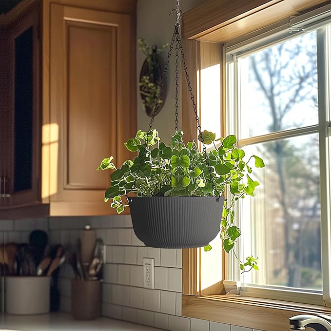T4U 10 Inch Hanging Planters for Indoor Outdoor Plants, Hanging Plant Pot Pack - Image 9