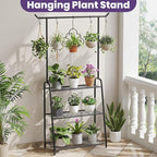 Metal Plant Stand Indoor Outdoor, 3 Tier Tall Corner Plant Shelf, Hanging - Image 3