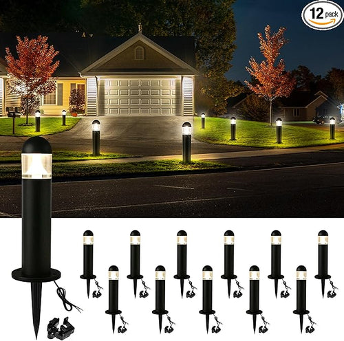 12 Pack Low Voltage Landscape Pathway Lights Wired, Outdoor Modern 12V LED by MOON-DE-AGE