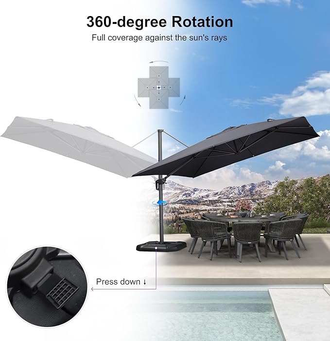PURPLE LEAF 11.5' X 11.5' Telescopic Patio Umbrella - Image 6
