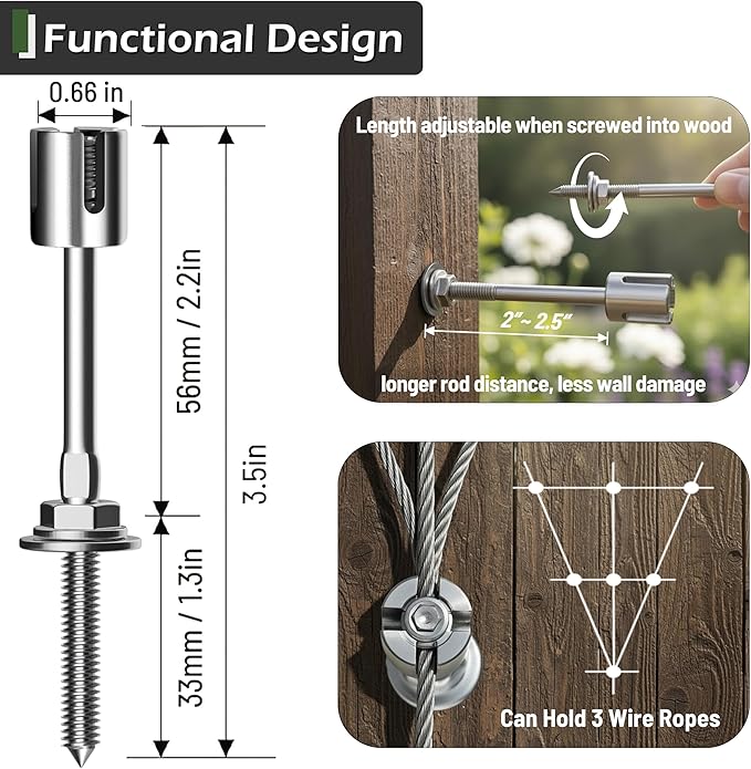 Wire Trellis for Climbing Plants Outdoor, T316 Stainless Steel Wall Trellis Kit - Image 5