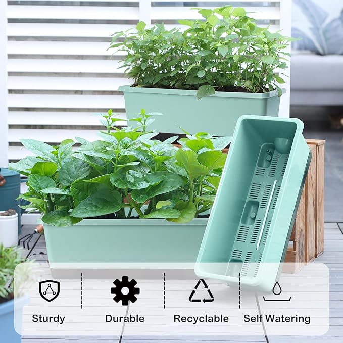 Window Box Planter 8 Pcs, 17 Inches Rectangle Flower Pots - Image 3