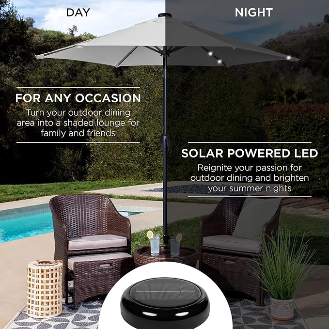 Best Choice Products 7.5ft Outdoor Solar Market Table Patio Umbrella - Image 3