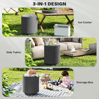 HOMCOM 2.6 Gal Outdoor Cooler Side Table, 3-in-1 Cool Coffee Table - Image 4