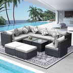 NICESOUL 11 Piece Modern Outdoor Furniture Sofa Set, 29.3'' High Back Comfy by NICESOUL