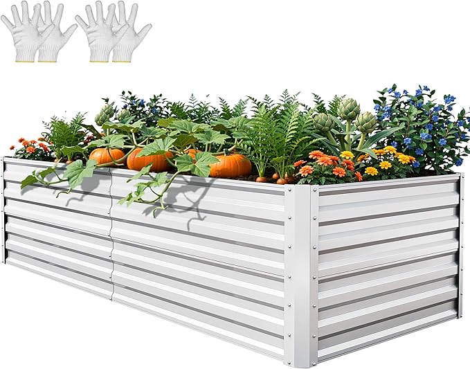 YITAHOME 6x3x2ft Large Raised Garden Bed Kit, Galvanized Metal Planter Box by YITAHOME