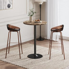 Flamaker Round Bistro Pub Table Modern Style Metal Base MDF Top Cocktail Bar - Image 2
