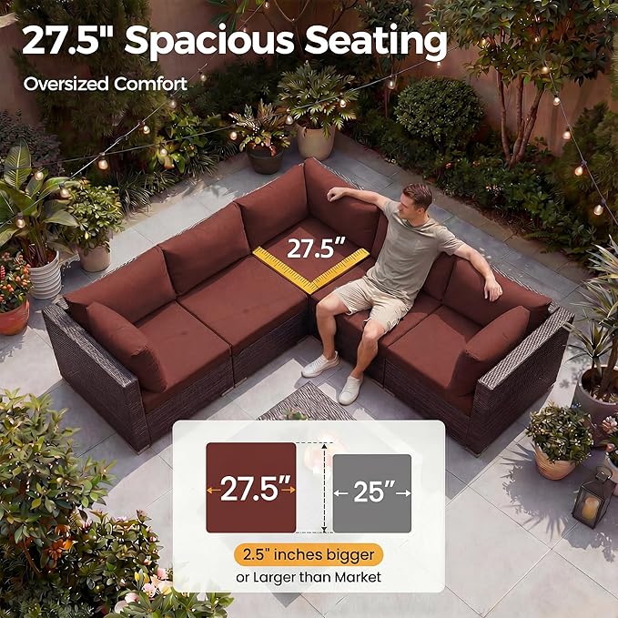 NICESOUL 6 Piece L-Shaped Modern Outdoor Furniture Set - Image 6