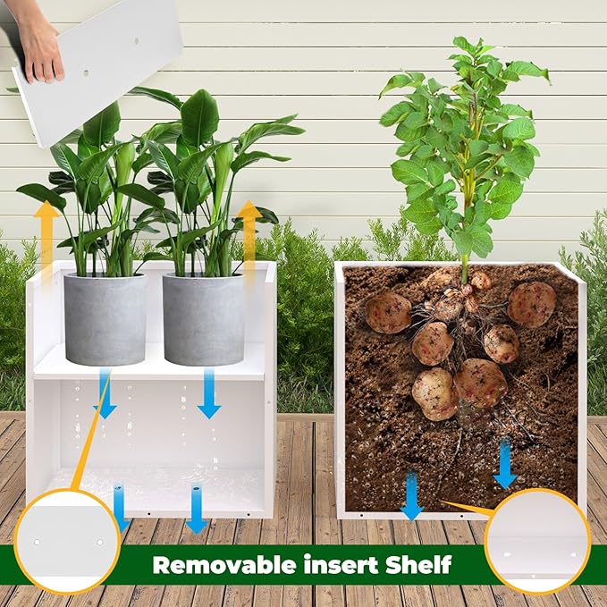 White Metal Long Planter for Outdoor Plants 24" x 10" x 24" Metal Rectangular - Image 3