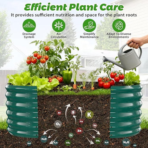 17" Tall Outdoor Garden Raised Garden Bed Kits, 4ft X 2ft Oval, 0.8MM Thick - Image 2