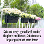 LaLaGreen Rail Planter Outdoor Plants Black Metal Iron Hanging Flower Pots Deck - Image 8