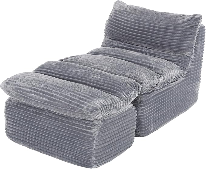 Boneless Chaise Lounge Chair Indoor, Adult Bean Bag Chair - Image 3
