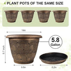 14 Inch Large Planter Pot for Plants Indoor Outdoor, 4 Pack Plastic Flower Pots - Image 4