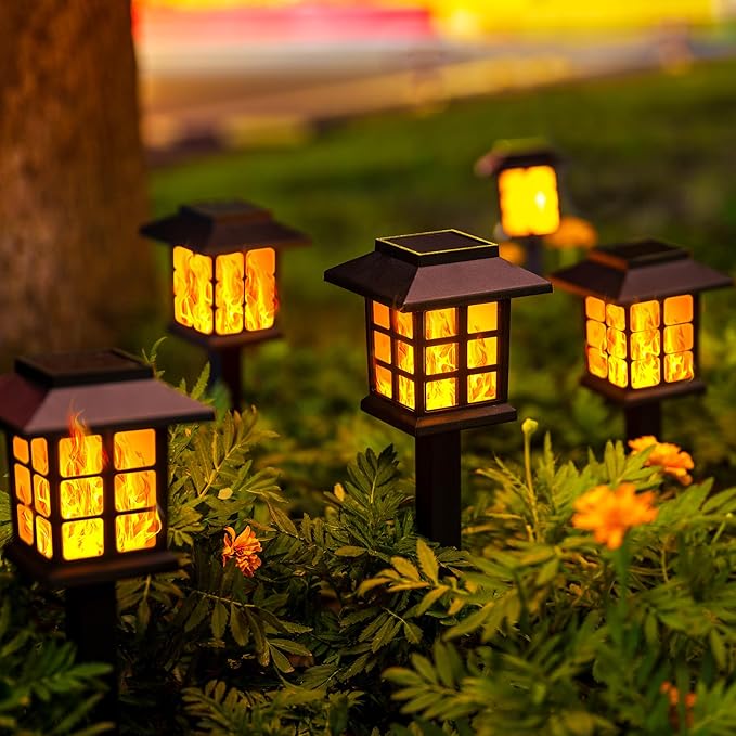 GIGALUMI Solar Lights for Outside, 12 Pack Flickering Flame LED Solar Outdoor - Image 6