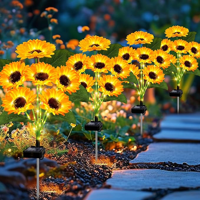 Solar Lights Outdoor Garden Decor, 4 Pack - Image 2