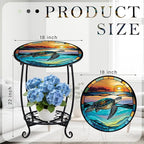 Outdoor Side Table Round Small Mosaic Patio Accent Indoor End Plant Coffee Tea - Image 3