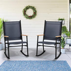 Shintenchi 2 Pcs Outdoor Rocking Chairs Set, Upgraded High Back Patio Rocking - Image 7