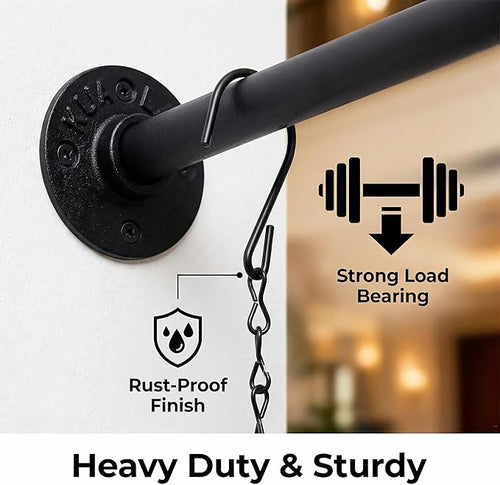 2 Pack Black Metal Pipe Plant Hanger Indoor - Image 2