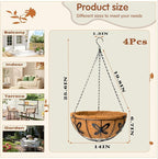 14 inch Metal Hanging Baskets For Plants Outdoor 4 Pack Round Metal Wire - Image 4