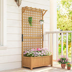 Outsunny Wood Planter with Trellis, Raised Garden Bed - Image 8