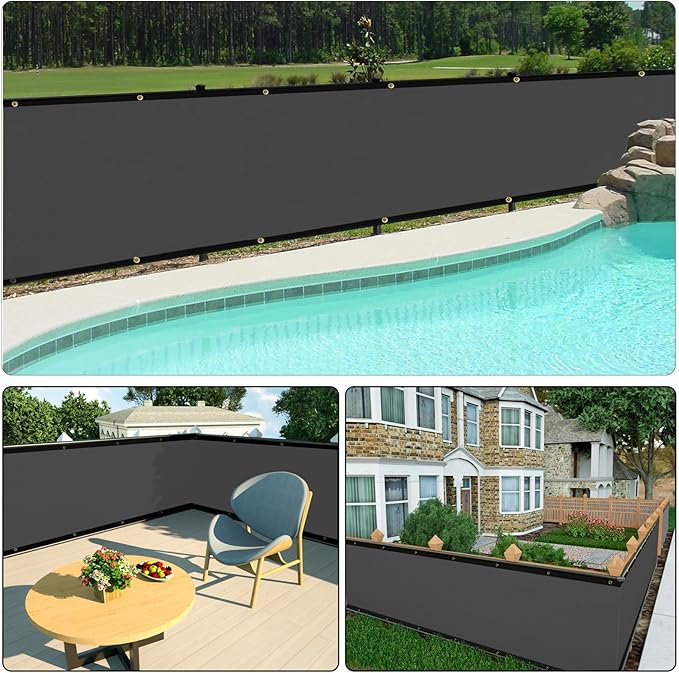 UPGRADE Privacy Fence Screen 6'x22' Dark Grey Outdoor 90% Visibility Blockage - Image 6