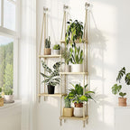 Bamworld Hanging Shelves Plant Hanger Indoor Window Plant Shelves Wood Plant - Image 6