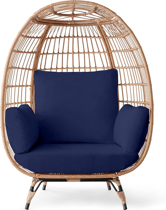 Best Choice Products Wicker Egg Chair, Oversized Indoor Outdoor Lounger by BestChoiceProducts