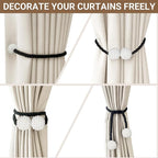 Hion Magnetic Curtain Tiebacks Black 6 Pack, Curtain Tiebacks Buckles Holdbacks - Image 5
