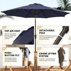 Ayge 9FT Large Outdoor Patio Umbrella Market Table Umbrella-UV Resistant - Image 3