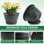 11 inch Plant Pot Set of 3, Plastic Flower Pots - Image 4
