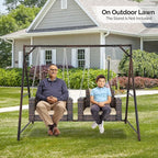 VINGLI 2.2 FT 1-Person Use Rattan Porch Swing Outdoor Support 440 LBS - Image 6