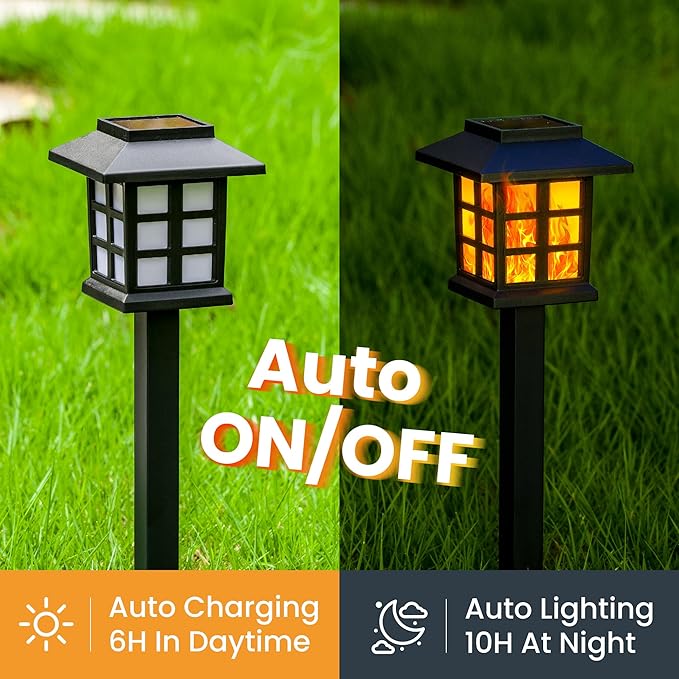 GIGALUMI Solar Lights for Outside, 12 Pack Flickering Flame LED Solar Outdoor - Image 5