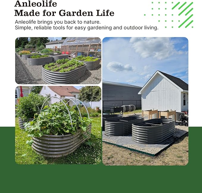 A ANLEOLIFE 8x4x2ft Galvanized Raised Garden Bed Kit, Oval Metal Deep Root - Image 6