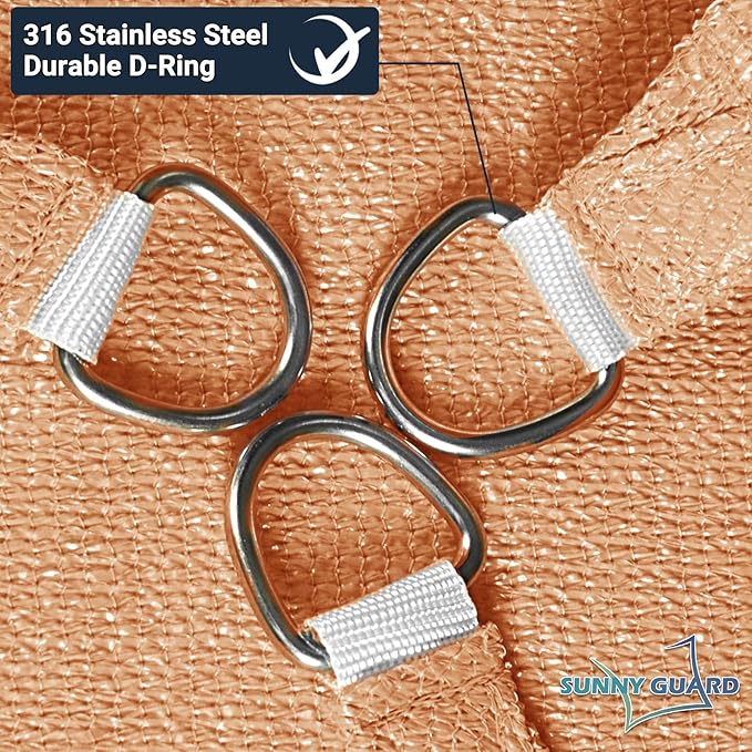 SUNNY GUARD Custom Size 6'x8' Peach Fuzz Sun Shade Sail Rectangle UV Block Shade - Image 6
