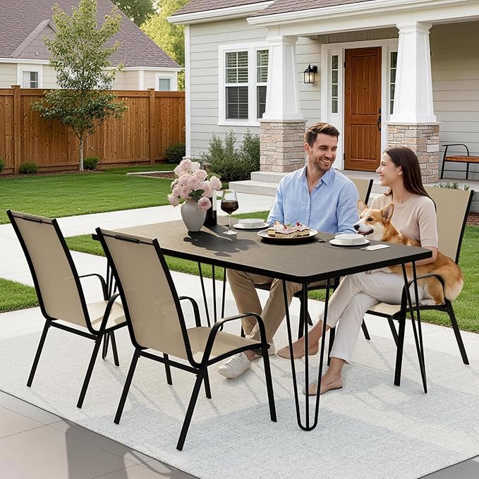 JEAREY Patio Dining Chairs Set of 4, Outdoor Stackable Dining Furniture Set - Image 6