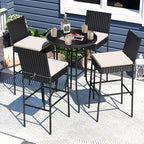 HAPPYGRILL Wicker Patio Barstools Set of 2, Outdoor Rattan Bar Chairs - Image 5