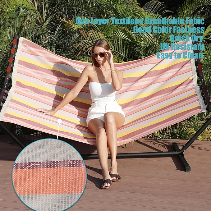 TegerDeger 12FT 2 Person Hammock Large Hammock Quick Dry 450LB Capacity - Image 5