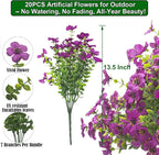 20 Bundles Artificial Flowers for Outdoors, UV Resistant Fake Plants Flowers - Image 2