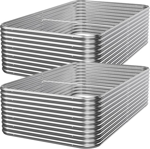 2 PCS Tall 8x3ft Galvanized Raised Garden Bed Outdoor, Metal Garden Bed by Mostmahes