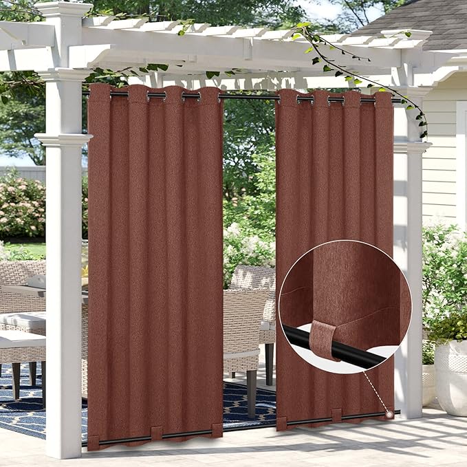 Easy-Going Linen Look Outdoor Curtains Waterproof Windproof Porch Curtains by Easy-Going